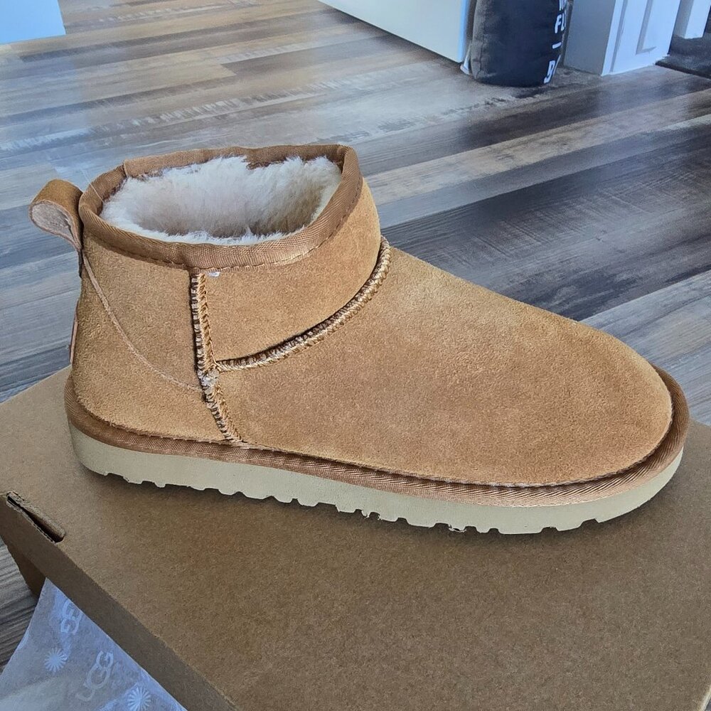 UGG Chestnut Tan Suede Tasman Cozy Shearling Boot